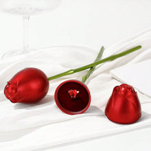 Plastic Red Rose Couple Rings Box-Fancy Rings Box (No Rings Included / 1 pc)