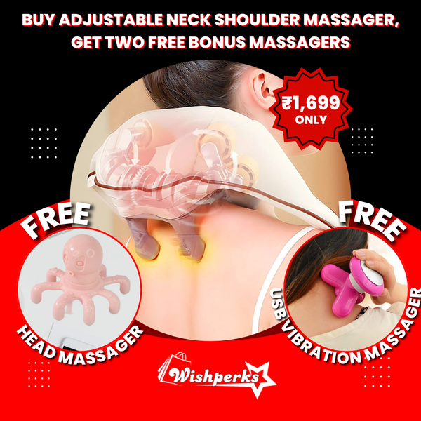 Buy Adjustable Neck & Shoulder Massager, Get Octopus Head Massager + USB Vibration Full Body Massager FREE