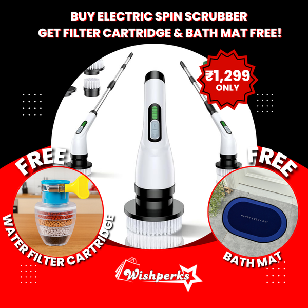 Buy Rechargeable Electric Spin Scrubber Get Faucet Purifier Filter and Bath Mat Absolutely Free!