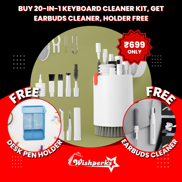 Buy 20-in-1 Keyboard Cleaner Kit, Get 3-in-1 Earbuds Cleaning Pen + Metal Mesh Pen Holder FREE
