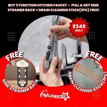 Buy Kitchen Faucet – 3 Function Pull-Down Tap & Get Sink Strainer Rack + Drain Cleaning Stick(3PC) FREE!