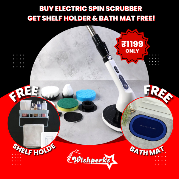 Buy Rechargeable Electric Spin Scrubber Get Shelf Wall Holder and Bath Mat Absolutely Free!