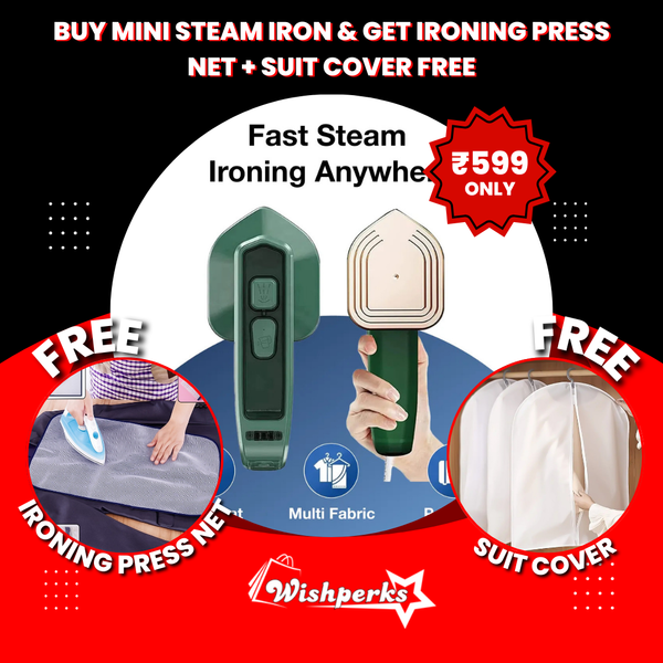 Buy Mini Steam Iron & Get Ironing Press Net + Suit Cover FREE