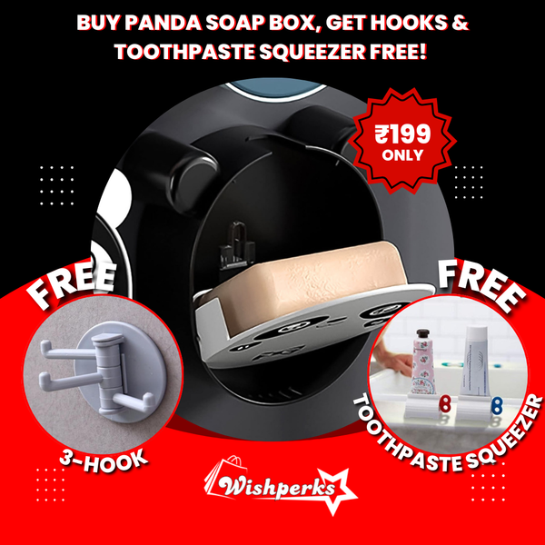 Buy Panda Soap Box & Get Foldable Hook and Toothpaste Squeezer Free!