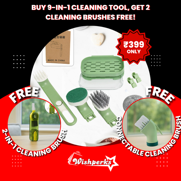 Buy 9 in 1 Multi Cleaning Tool and Get 2‑in‑1 Cleaning Brush & Connectable Cleaning Brush Absolutely Free!